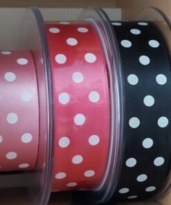 Berisfords satin spot ribbon 25mm